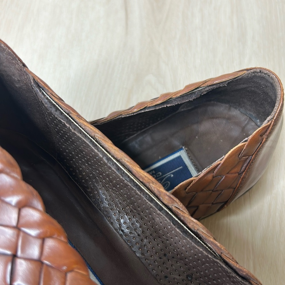 Bragano by Cole Haan 👞 Men's Brown Woven Leather Penny Loafers 9M Made in Italy - Picture 14 of 16